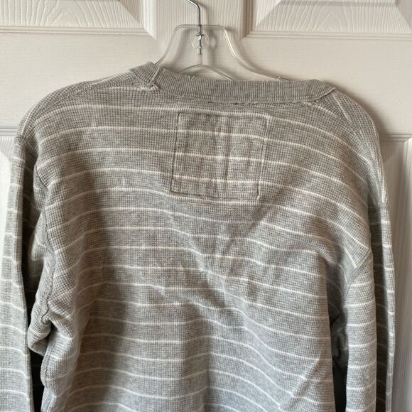 Abercrombie & Fitch Men’s XL Thermal Sweater Muscle Grey Striped Pullover - Picture 7 of 10